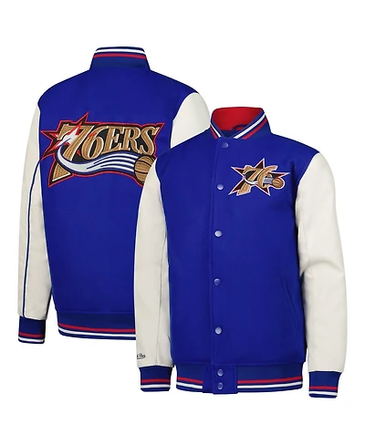 Mitchell & Ness Big Boys and Girls Royal Philadelphia 76ers Full-Snap Varsity Jacket