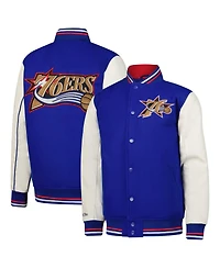 Mitchell & Ness Big Boys and Girls Royal Philadelphia 76ers Full-Snap Varsity Jacket