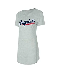 Concepts Sport Women's Gray New England Patriots Petition Knit Notch Neck Nightshirt