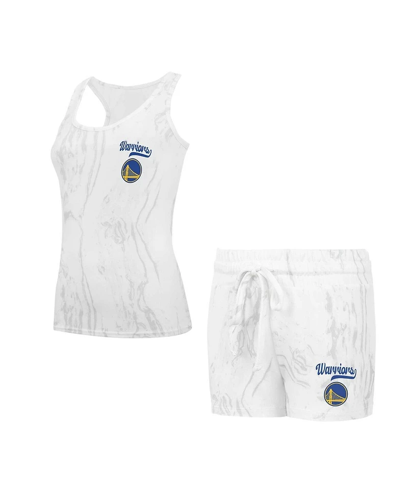 Concepts Sport Women's 2-Piece White Golden State Warriors Quartz Tank Top and Shorts Set