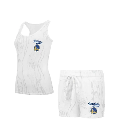 Concepts Sport Women's 2-Piece White Golden State Warriors Quartz Tank Top and Shorts Set