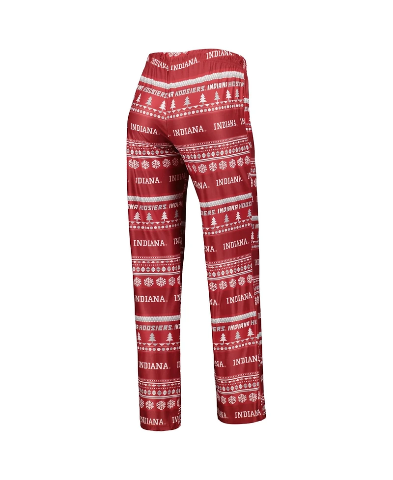 Concepts Sport Women's 2-Piece Crimson Indiana Hoosiers Holiday Long Sleeve Top and Pants Sleep Set