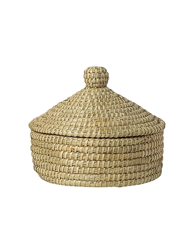 Uncommon Goods Traditional Terracotta and Kaisa Grass Bread Warming Set with Lid