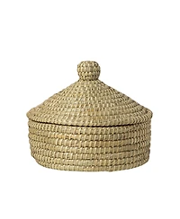 Uncommon Goods Traditional Terracotta and Kaisa Grass Bread Warming Set with Lid