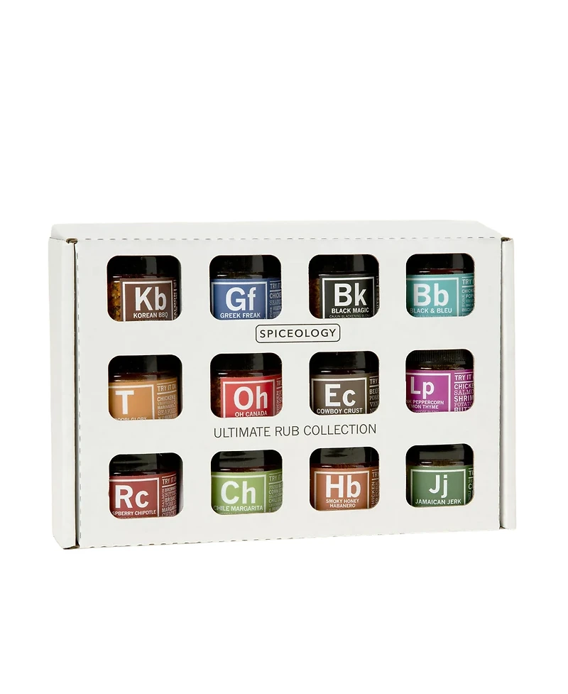 Uncommon Goods Periodic Table of Flavor Glass Jar Spice Rub Set, 12-Pc.