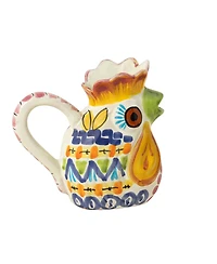 Uncommon Goods Majolica Rooster Hand-Painted Creamer & Sugar Jar