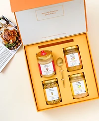 Uncommon Goods Taste of Italy Naturally Infused Raw Honey Gift Set, 4 Jars, 6.7 oz Each