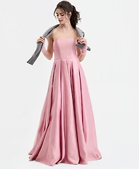 B Darlin Juniors' Strapless Bow-Back Gown