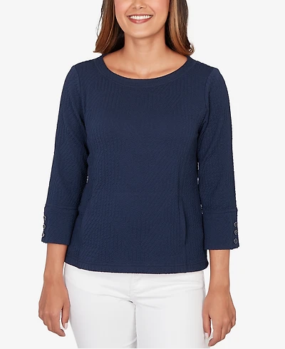 Ruby Rd. Petite Abstract Textured Pucker Knit Boxy Top