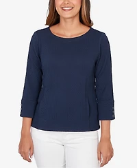 Ruby Rd. Petite Abstract Textured Pucker Knit Boxy Top