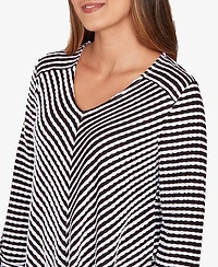 Ruby Rd. Petite Mitered Scallop Stripe Tunic Top