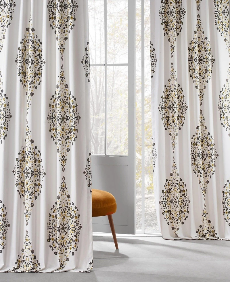 Half Price Drapes Emblem Printed Cotton Room Darkening Curtain