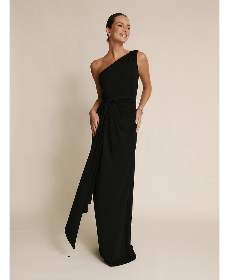 Six Stories Women's One Shoulder Drape Stretch Bridesmaid Dress