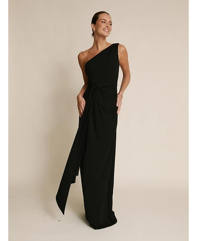 Six Stories Women's One Shoulder Drape Stretch Bridesmaid Dress