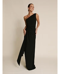 Six Stories Women's One Shoulder Drape Stretch Bridesmaid Dress