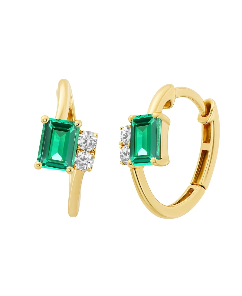 Macy's Lab-Grown Ruby (1-1/3 ct. t.w.) & White Sapphire (1/5 Earring 14k Gold Over Sterling Silver (also Emerald Sapphire)