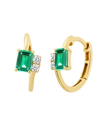 Macy's Lab-Grown Ruby (1-1/3 ct. t.w.) & White Sapphire (1/5 Earring 14k Gold Over Sterling Silver (also Emerald Sapphire)