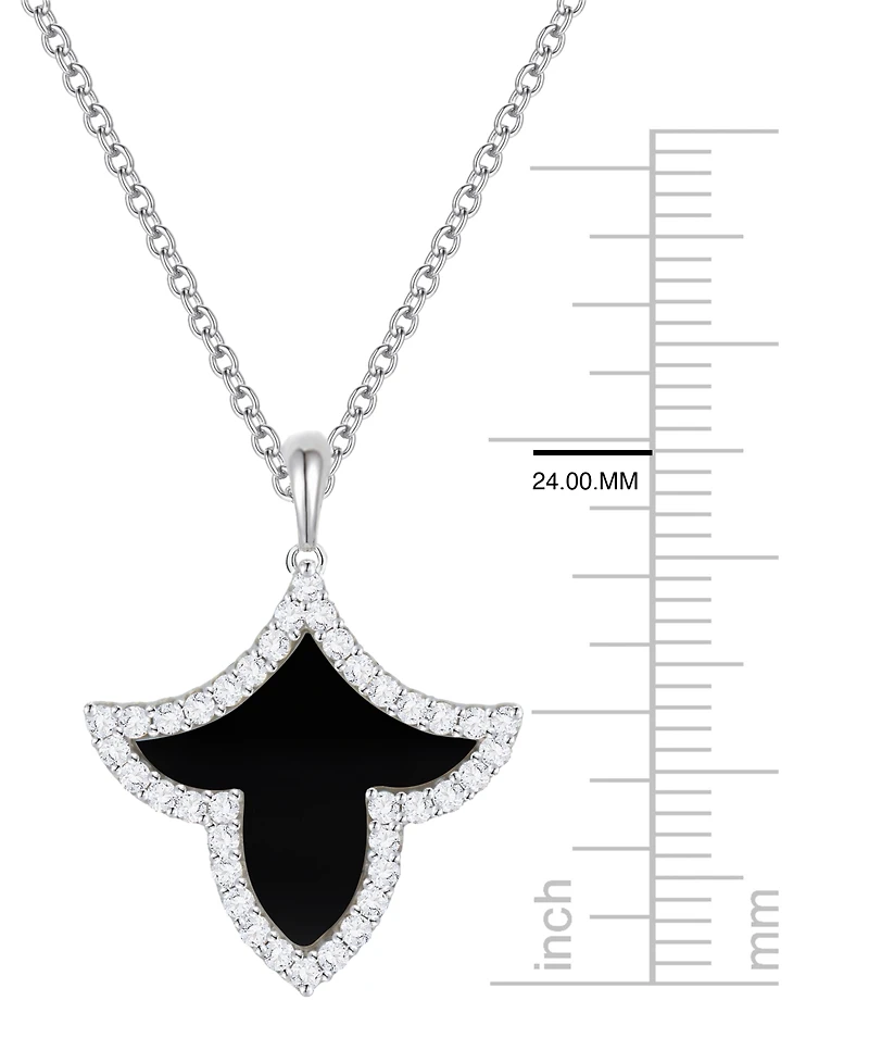 Macy's Onyx Inlay (3/4 ct. t.w.) & Lab-Grown White Sapphire (1/3 Pendant Necklace Sterling Silver (also Jade Inlay)
