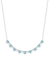 Macy's Blue Topaz (2-3/4 ct. t.w.) & Lab-Grown White Sapphire (3/8 Necklace Sterling Silver