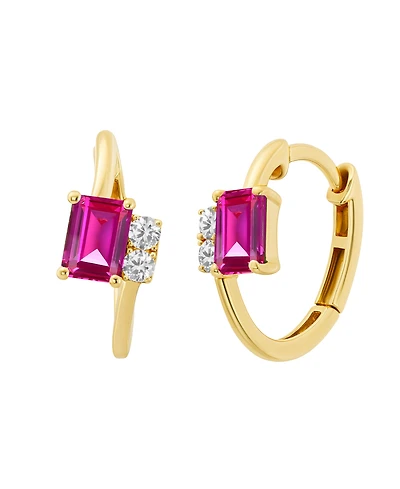 Macy's Lab-Grown Ruby (1-1/3 ct. t.w.) & White Sapphire (1/5 Earring 14k Gold Over Sterling Silver (also Emerald Sapphire)