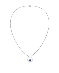 Macy's Lab-Grown Sapphire (1 ct. t.w.) & White (1/3 Pendant Necklace 14k Gold Over Sterling Silver (also Ruby Emerald)