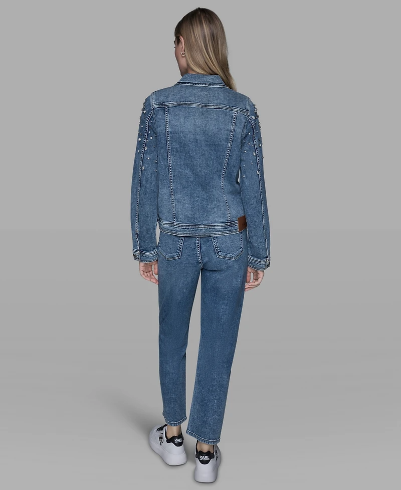 Karl Lagerfeld Paris Women's Embellished Denim Jacket