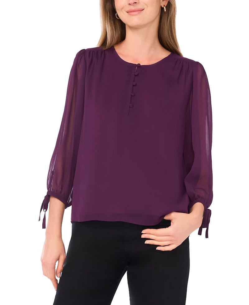Sam & Jess Women's Crewneck Tie-Sleeve Top