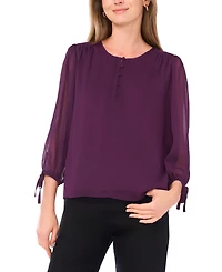 Sam & Jess Women's Crewneck Tie-Sleeve Top