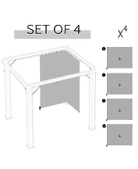 Outsunny 10' x 10' Universal Gazebo Sidewall Set with 4 Panels, 40 Hooks/C-Rings Included for Pergolas & Cabanas, Light Gray