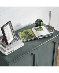 Hulala Home Farmhouse Pallantium 34" Tall 2-door Accent Cabinet with Adjustable Legs