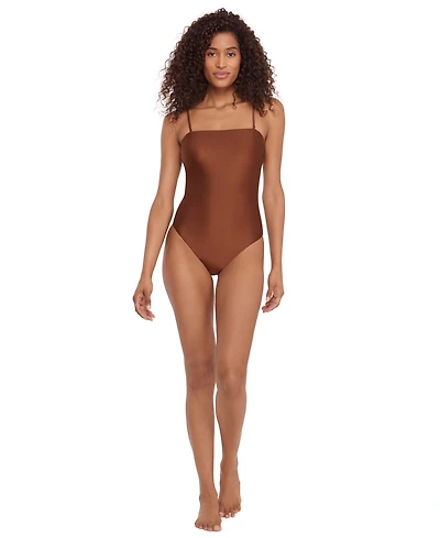 Steve Madden Women's Bandeau Neck One-Piece Swimsuit