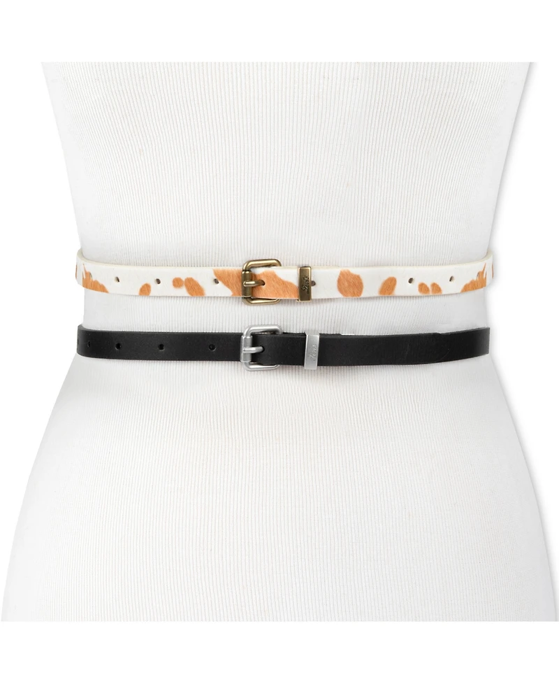 Levi's Women's 2-Pack Solid Cow Print Skinny Casual Belt Set