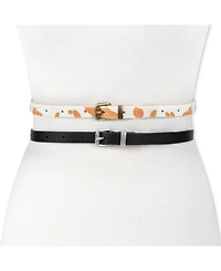 Levi's Women's 2-Pack Solid Cow Print Skinny Casual Belt Set