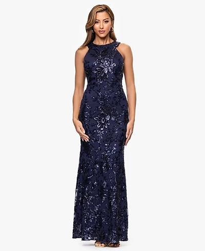 Xscape Petite Sleeveless Halter Neck Long Dress