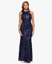 Xscape Petite Sleeveless Halter Neck Long Dress