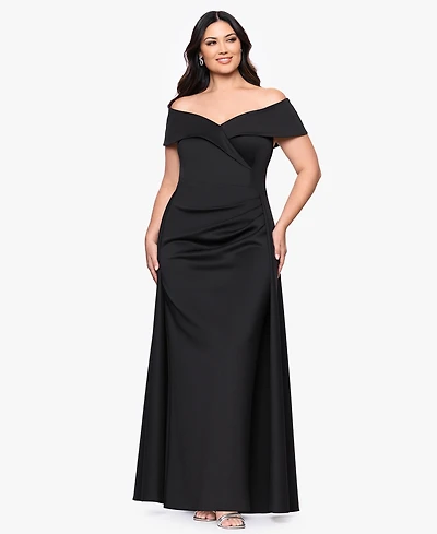 Xscape Plus Off The Shoulder Long Dress