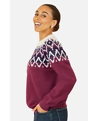 Yumi Women's Fair Isle Relaxed Fit Knitted Sweater