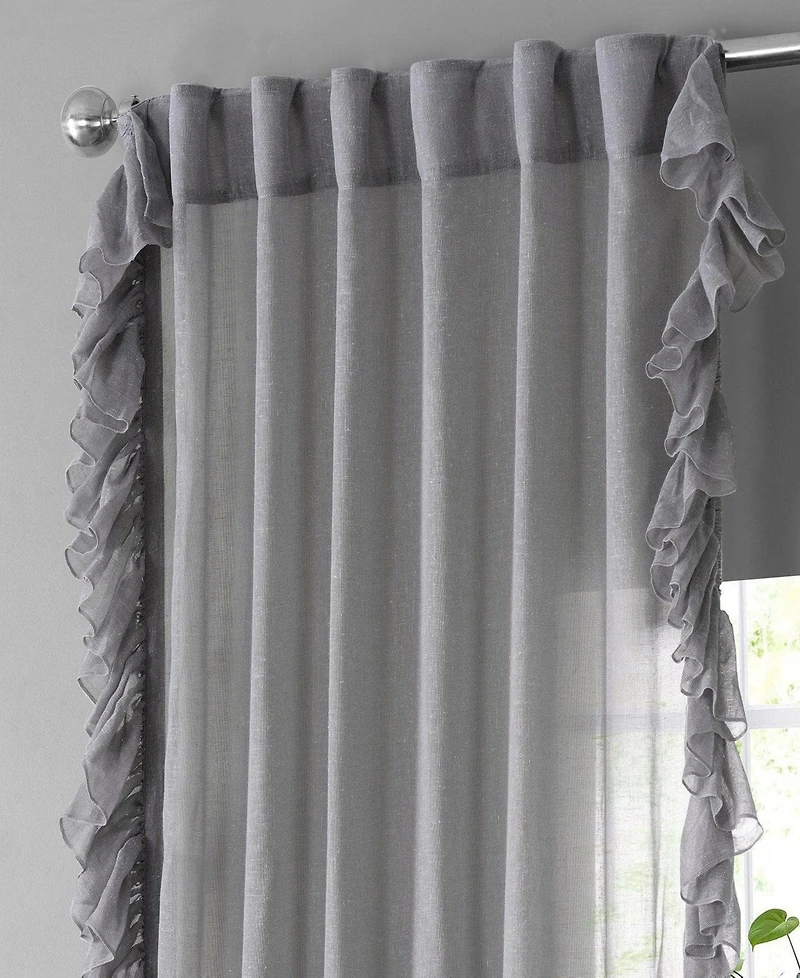 Half Price Drapes Ruffled Faux Linen Sheer Curtain