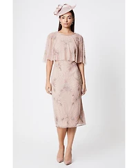 Coast Women's Floral Embellished Cape Midi Dress