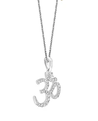 Diamond Om 18" Pendant Necklace (1/6 ct. t.w.) 14k White or Yellow Gold