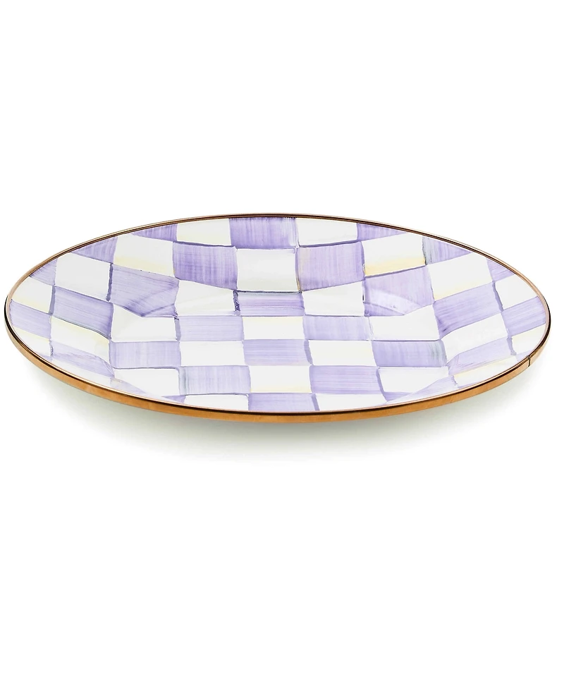 MacKenzie-Childs Violet Check Handmade Dinner Plate