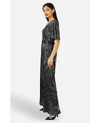 Yumi Women's Pleated Jumpsuit With V Neck