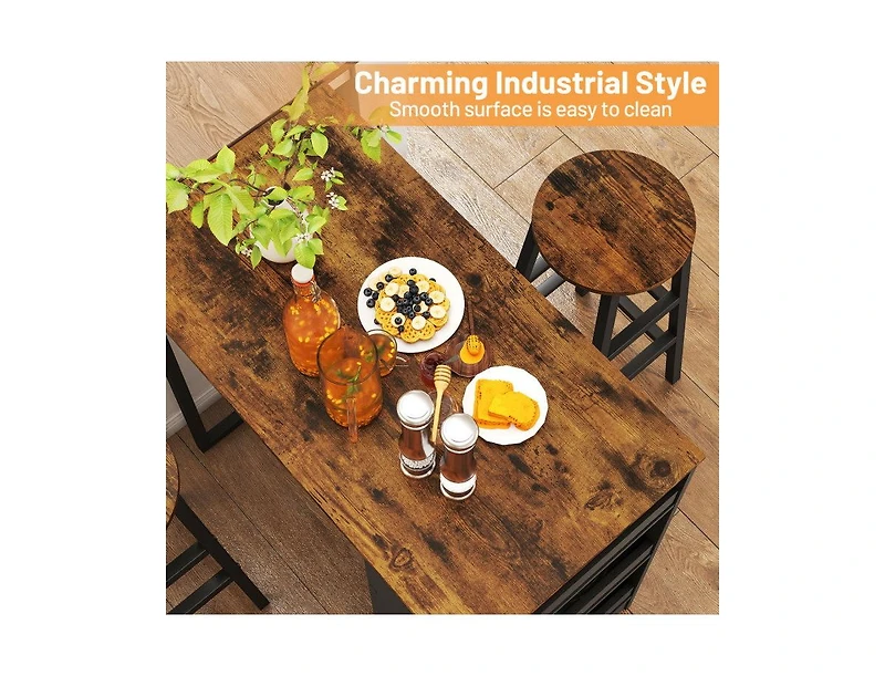 Boyel Living 3 Pieces Bar Table Set with Storage