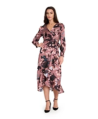 Tahari Asl Women's V-Neck Ruffle Midi Dress
