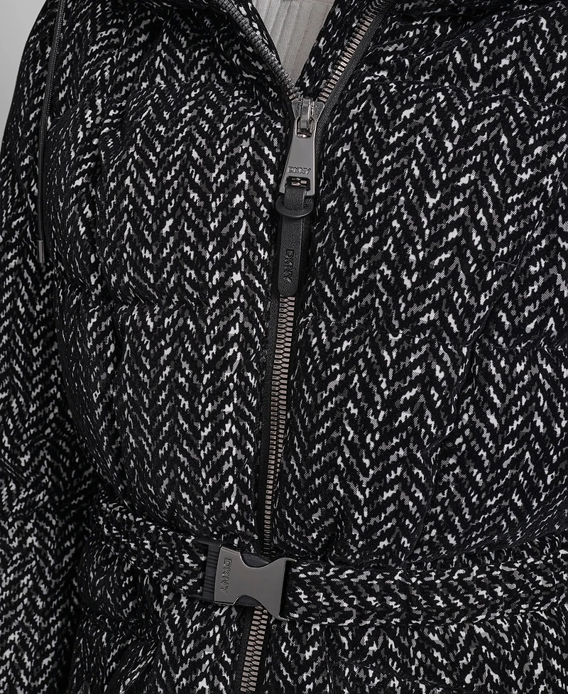 Dkny Women's Belted Hooded Puffer Coat