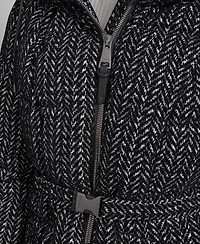 Dkny Women's Belted Hooded Puffer Coat