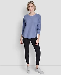 Dkny Women's Mini Slub Waffle Three Quarter Sleeve T-Shirt