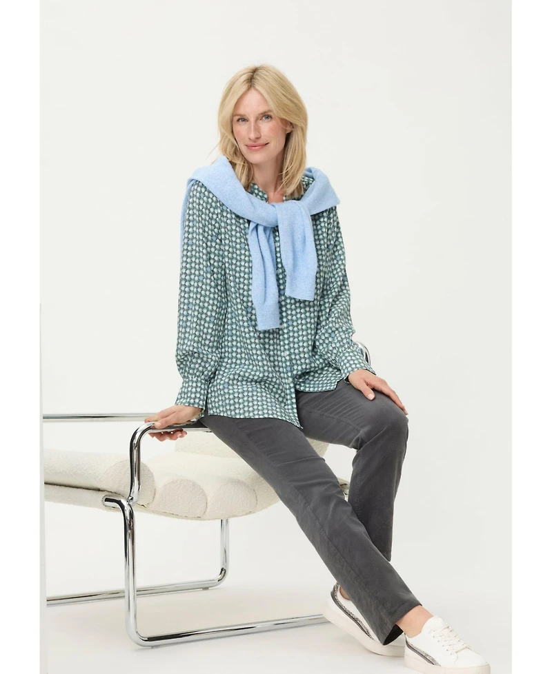 Olsen Women's Lightweight Dot-Print Button-Up Shirt tees