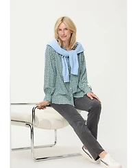 Olsen Women's Lightweight Dot-Print Button-Up Shirt tees