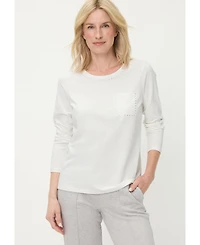 Olsen Women's Studded Trim, Casual, Stylish T-Shirt